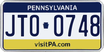 PA license plate JTO0748