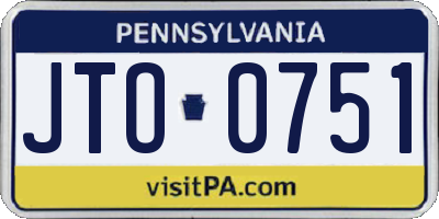 PA license plate JTO0751