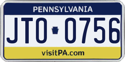 PA license plate JTO0756