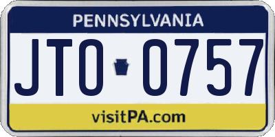 PA license plate JTO0757