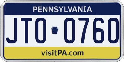 PA license plate JTO0760