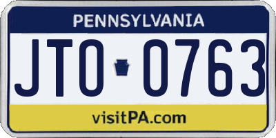 PA license plate JTO0763