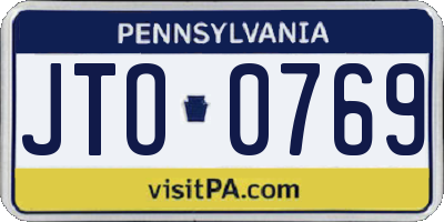 PA license plate JTO0769