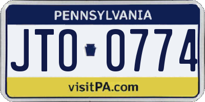 PA license plate JTO0774