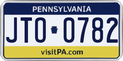 PA license plate JTO0782
