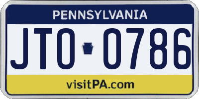 PA license plate JTO0786