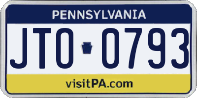 PA license plate JTO0793