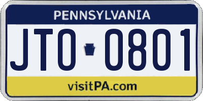 PA license plate JTO0801