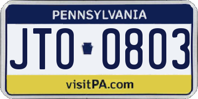 PA license plate JTO0803
