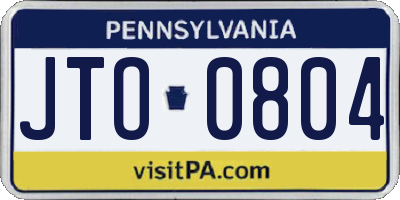 PA license plate JTO0804
