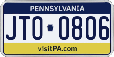 PA license plate JTO0806