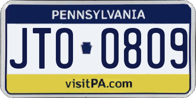 PA license plate JTO0809