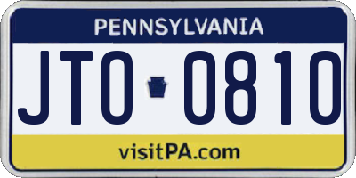 PA license plate JTO0810