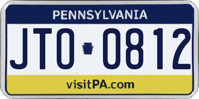 PA license plate JTO0812