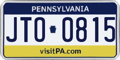 PA license plate JTO0815