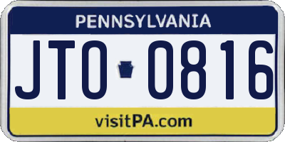 PA license plate JTO0816