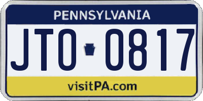 PA license plate JTO0817