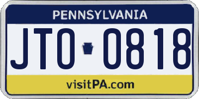 PA license plate JTO0818