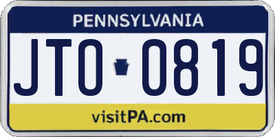 PA license plate JTO0819