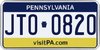 PA license plate JTO0820