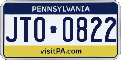 PA license plate JTO0822