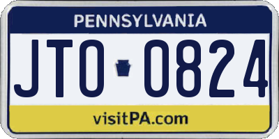 PA license plate JTO0824