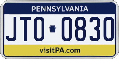 PA license plate JTO0830