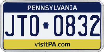 PA license plate JTO0832