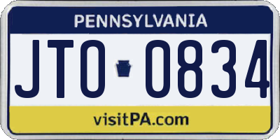 PA license plate JTO0834