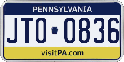 PA license plate JTO0836