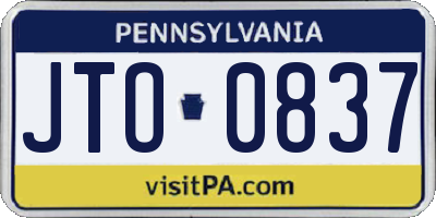 PA license plate JTO0837