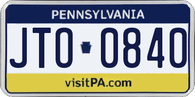 PA license plate JTO0840