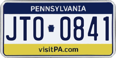 PA license plate JTO0841