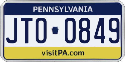 PA license plate JTO0849