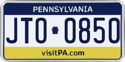 PA license plate JTO0850