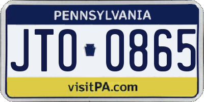 PA license plate JTO0865