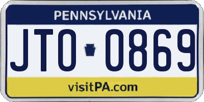 PA license plate JTO0869