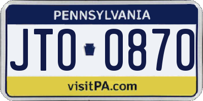 PA license plate JTO0870
