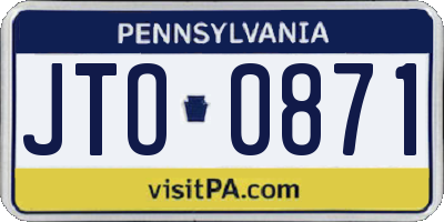 PA license plate JTO0871
