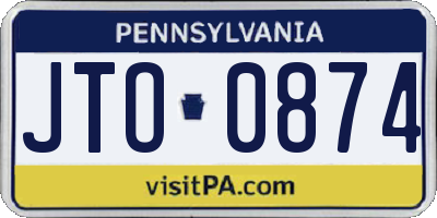 PA license plate JTO0874