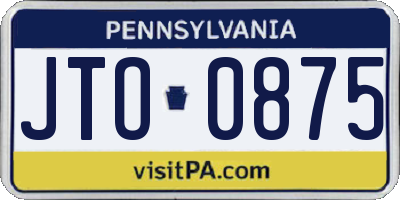 PA license plate JTO0875