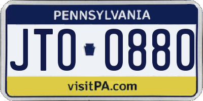 PA license plate JTO0880