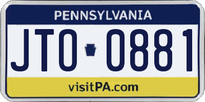 PA license plate JTO0881