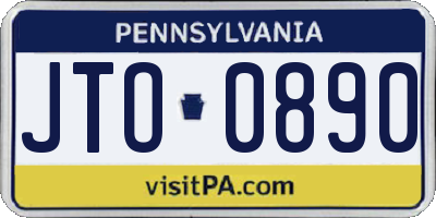 PA license plate JTO0890
