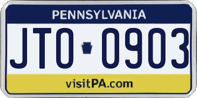 PA license plate JTO0903