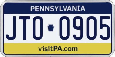 PA license plate JTO0905