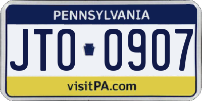 PA license plate JTO0907