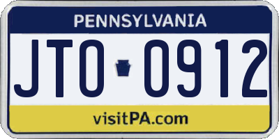 PA license plate JTO0912