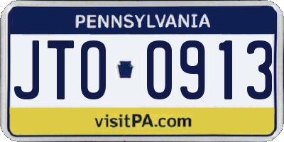 PA license plate JTO0913