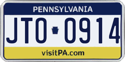 PA license plate JTO0914
